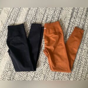 Aurola Seamless Black and Orange Women's Leggings S/M NWOT